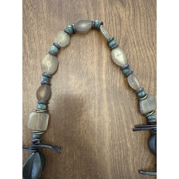 Handmade Choker Necklace Gypsy Bohemian Boho Hippie African Leaf 13 Inch Rope - Picture 7 of 9